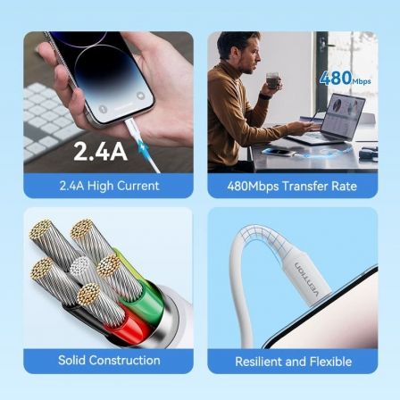 Vention Cable USB 2.0 Lightning Macho 480Mbps 1m Blanco
